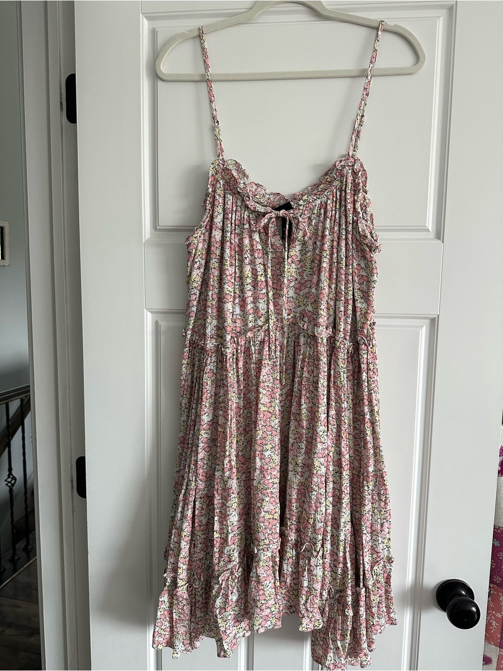 Boho plus XXL Pink Floral Tie-Front Mini Dress